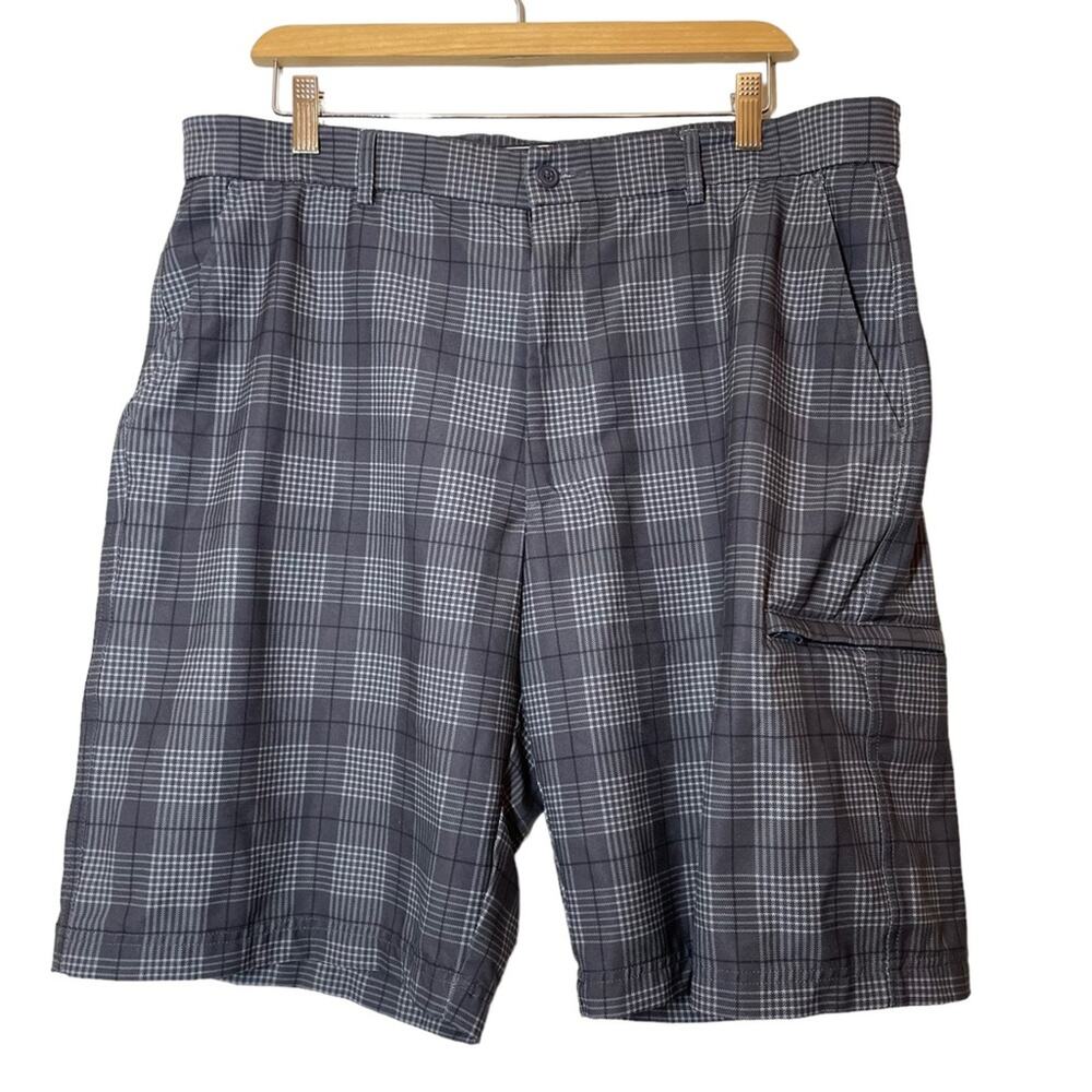 Pebble Beach Golf Shorts Mens Gray Plaid Hybrid 38
